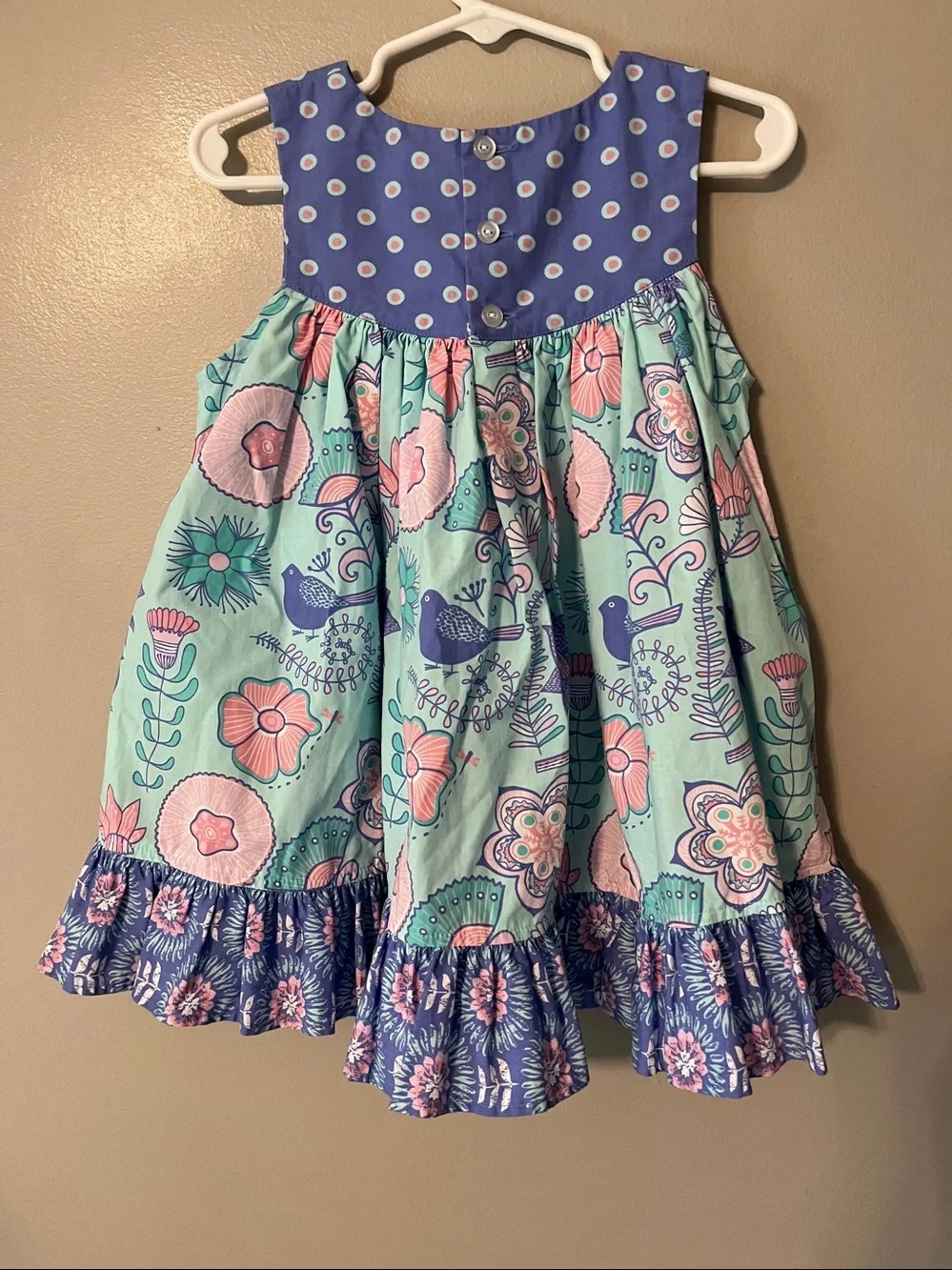 Eleanor‎ Rose Whimsical Garden Dress Floral Birds Size 2